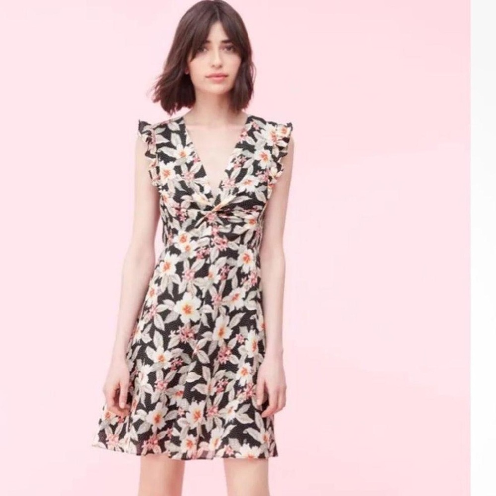 Rebecca Taylor Black Floral Kamea Fleur Dress - size 4